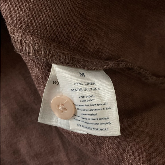 Faherty Cocoa Brown August Linen Mini Dress, Medium - Picture 14 of 15